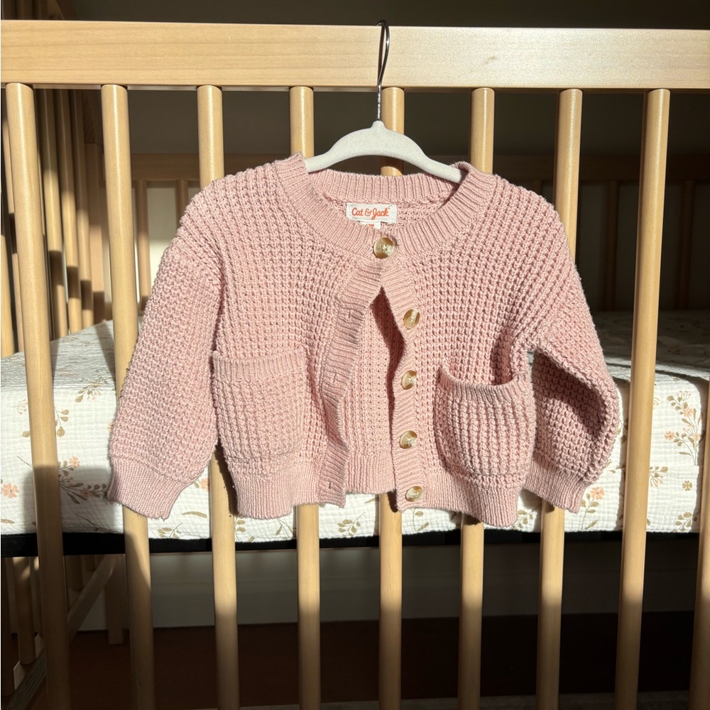 Cat & Jack Pink Knit Sweater with Gold Buttons